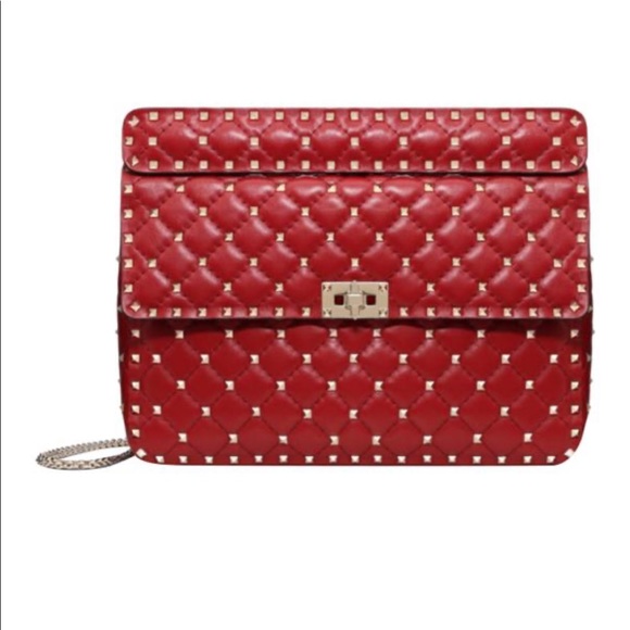 Chain Rockstud Spike Red Cross body bag - Picture 10 of 14